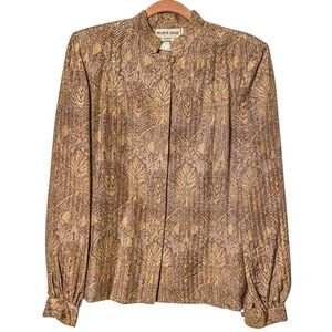 Vintage André Laug for Audrey Silk Jacquard Blouse 1970s Italy Size 14